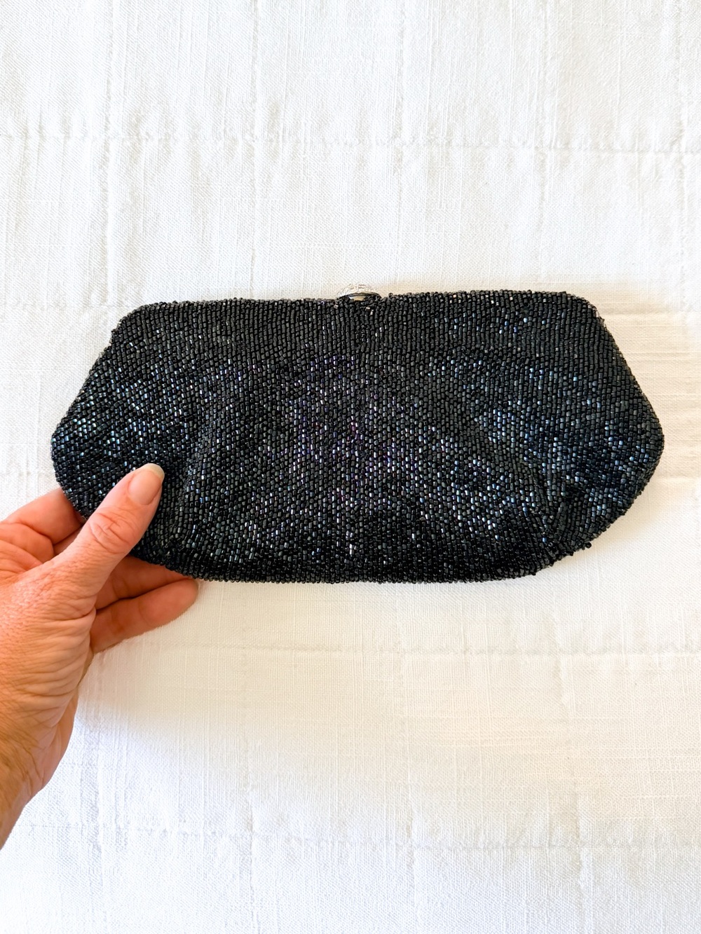 Vintage Bags by Josef Black Beaded Clutch ā Made in France